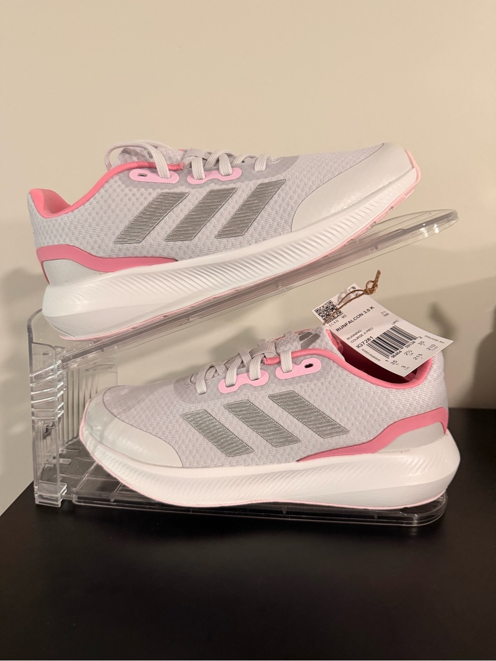 adidas runfalcon 3.0 Kids Grey and Pink Lightweight Sneakers